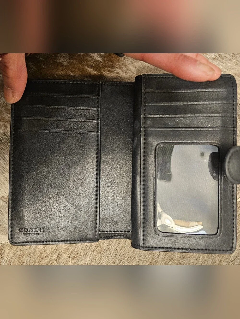COACH Black "Spooky Eyes" Compact Wallet - Picture 8 of 9